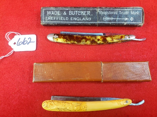 Lot Of 2; Wade & Butcher Straight Razor In Box; Aw Wadesworth & Son Straight Razor (germany) In