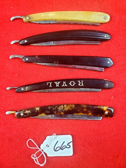 Lot Of 5 Straight Razors; Simmons Hardware Kk 4451; Kk Simmons Hardware Royal K40; Simmons Hardware
