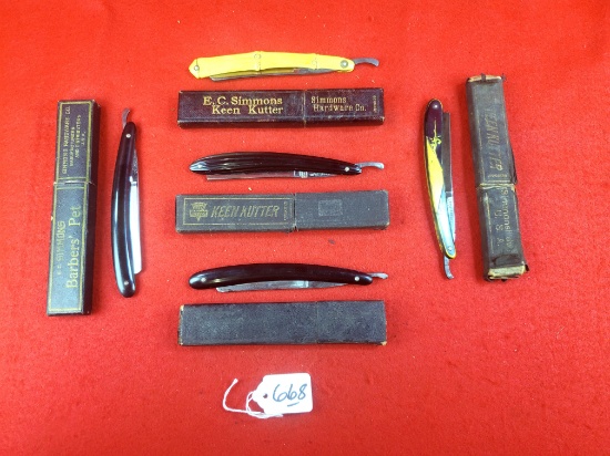 Lot Of 5 Straight Razors In Boxes; Simmons Hardware Kk K11; Simmons Hardware Kk K1150; Simmons Hardw
