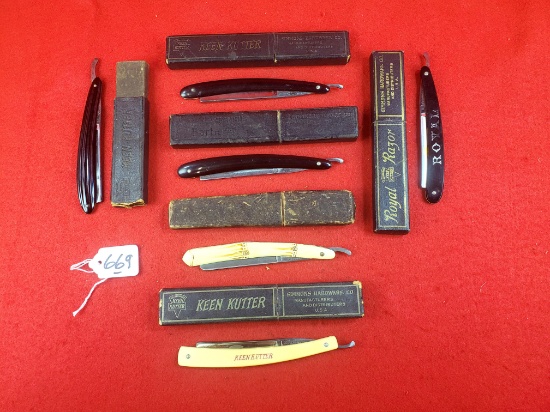 Lot Of 6 Straight Razors In Boxes; Simmons Hardware Kk K44; Simmons Hardware Kk K743; Simmons Hardwa
