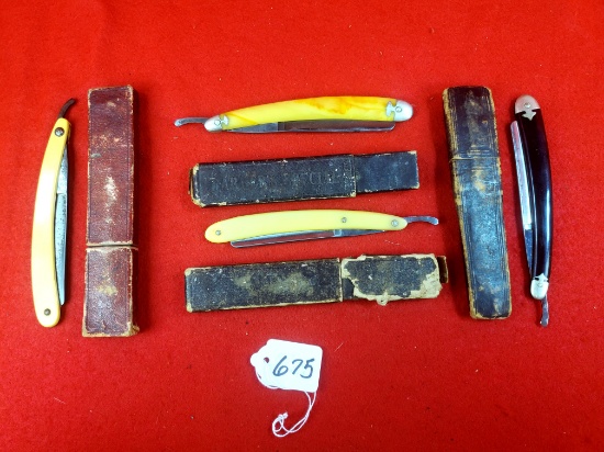Lot Of 4 Straight Razors; Wade & Butcher; Bismarck 512; Bismarck 208; K-mann Co Aa