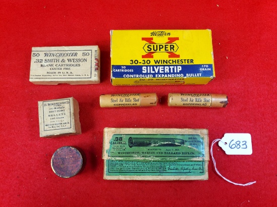 Lot Of 7; Winchester Empty Ammo Boxes (3); Winchester Steel Air Rifle Shot; Empty (2); Winchester Pr