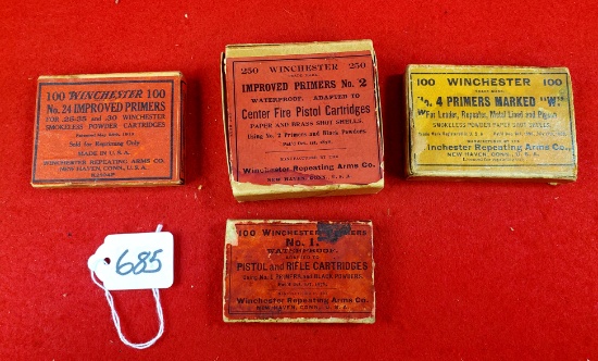 Lot Of 4 Winchester Primer Boxes; 2 Empty