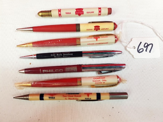 Lot Of 7 Keen Kutter Advertising Mechanical Pencils
