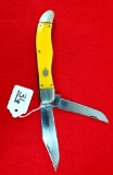 Keen Kutter Large 2 Blade Folding Knife W/yellow Cel Handle (#824) Nos