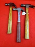 Lot Of 3; Shapleigh Kk Hammer; Keen Kutter Straight Claw Hammer W/original Handle; Shapleigh Kk Stee