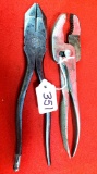 Lot Of 2 Winchester Slip Joint Angle Pliers; Lineman's Pliers W/side Cutter