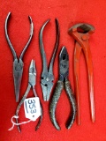Lot Of 5 Keen Kutter Pliers; Carpenter's Pincher; Round Nose; Raised Side Cutters