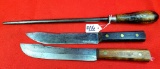 Lot Of 3 Ec Simmons Kk Butcher Knife (2) And Sharpening Steel (1)