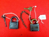 Lot Of 2; Ec Simmons Padlock 1 W/chain; Cast Iron Bronze Shackle; Both With Keys