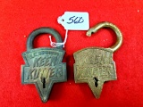Lot Of 2; Ec Simmons Keen Kutter Logo Padlock; No Keys