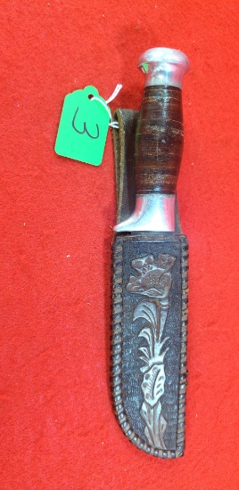 K003: Ecs Keen Kutter Hunting Knife 4 5/8? Blade; Logo On Blade; W/sheath