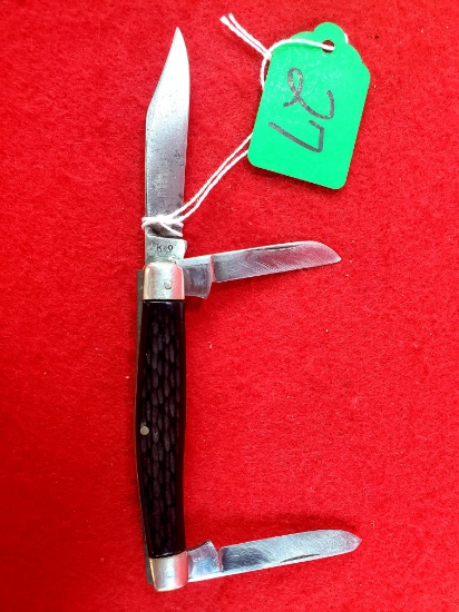 K027: Keen Kutter K9; 2 Blades; Dark Brown Bone Handles; Stainless Steel