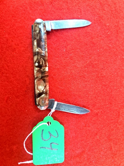 K034: Keen Kutter Gentlemen?S Knife; Brown/pearlite Handles