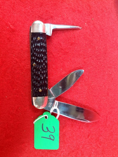 K039: Keen Kutter 3 Blades; Cattle Knife; Black Handles