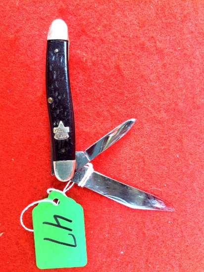 K047: Keen Kutter K1; 2 Blades; Black Faux Stag Handles; Kk Logo On Handle