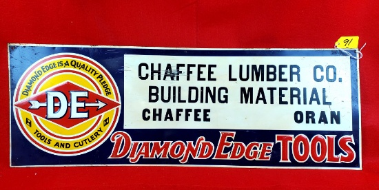S091: Diamond Edge Tools Metal 1 Sided Advertising Sign