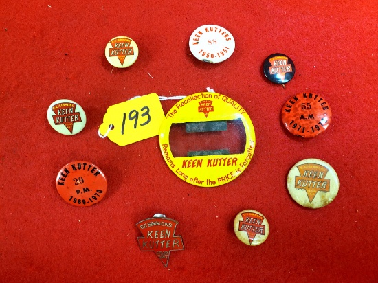 S193: Lot Of 10 Ec Simmons Keen Kutter Pins, Keen Kutter Name Tag Badge Pinback