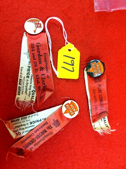 S197: Lot Of 3 Ec Simmons Keen Kutter Pinback W/ribbons