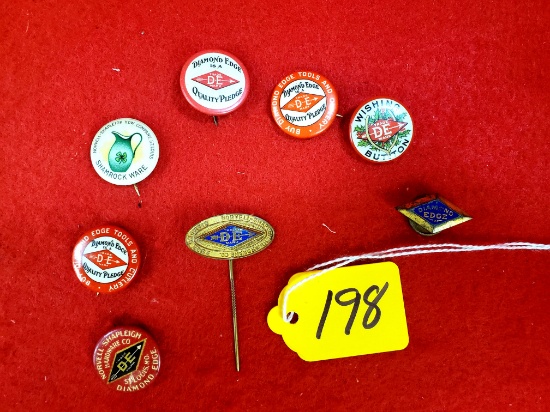 S198: Lot Of 8 Shapleigh Diamond Edge Pin Backs
