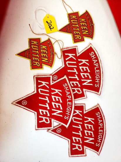 S202: Lot Of 5, Shapleigh's Keen Kutter Patches (3), Keen Kutter Large Price Tag (2)
