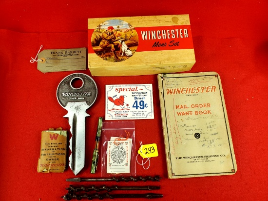 S243: Large Lot Of Winchester: Ink Pen, Auger Bits, Envelopes, Mailing Tags, Men's Set, Advertising
