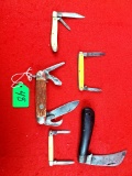 K048: Lot Of 5 |keen Kutter; 2 Blades; Yellow Celluloid Cracked Ice Handles |keen Kutter K729; 2 Bl