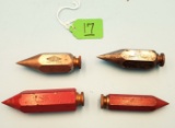 Lot Of 4 Plumb Bobs; 3 Kk; 1 Diamond Edge