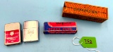 Lot Of 4; Ec Simmons Spark Plug Box; Empty; Kk Spark Plug Box Empty; Kk Zippo Lighter About 1952; Sh