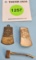 Lot of 3: Simmons Keen Kutter; 1 axe shaped lapel pin with shield emblem; 1 axe head lapel pin old s
