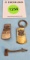 Lot of 3: Simmons Keen Kutter; 1 axe shaped lapel pin regular emblem; 1 lapel pin logo shaped; 1 old