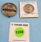 Lot of 2: Diamond Edge Christmas pin; Simmons Hardware National Saengerfest pin St Louis June 19; 19
