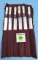 Set of 6 Keen Kutter pearl handles silver ferrule knives in cloth bag