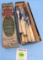 Set of E.C. Simmons Keen Kutter table 6 knives and 6 forks; bone handles in box No 0440