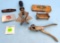 Lot of 6: KK Block Gauge, KK Belt Buckle, KK #K20 Razor Hone in Tin Box, KK Star Cutter, KK Saw Set