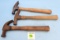 Lot of 3: KK Straight Claw Hammer; KK Curved Claw Hammer; KK Curved Claw Hammer