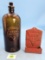 Lot of 2: FANTASY ITEMS - KK Cast Iron Match Box; KK 1 Gallon Brown Bottle
