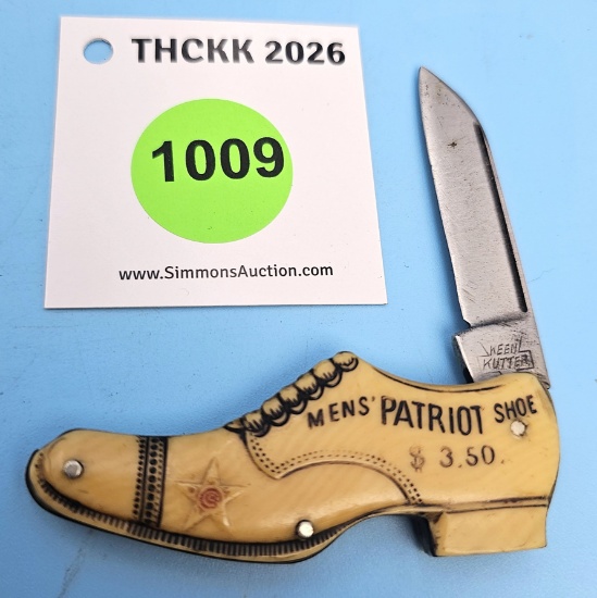 Keen Kutter single blade advertising knife Men's Patriot Shoe; can’t read number