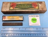 Lot of 3: 2 E.C. Simmons Keen Kutter knife stones; one unmarked