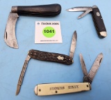Lot of 4: KK pruning knife 140; Simmons Sonny 2 blade; KK 2 blade 60 3/4; KK 2 blade 0151