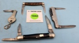 Lot of 4: KK key knife; KK 3 blade 3310; KK 2 blade K0498; 2 blade E.C. Simmons St Louis w/corkscrew