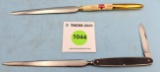 Lot of 2: Keen Kutter letter opener w/pen; KK letter opener single blade knife