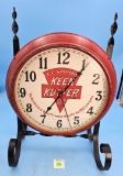 E.C. Simmons Keen Kutter round red clock w/original stand