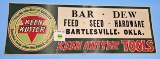 Keen Kutter hardware sign Bar Dew Feed Seed Hardware Bartlesville; Okla