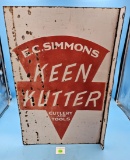 E.C. Simmons Keen Kutter double sided flanged sign porcelain some chips; 18