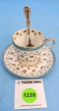 Simmons China made in England cup and saucer w/Simmons Hardware Co spoon