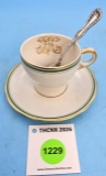 Simmons Lamberton Chine cup and saucer w/Simmons Hardware Co spoon