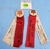 Lot of 2: Keen Kutter buttons w/ribbons New England Hardware Dealers Assoc. 1907; Sioux City trade e