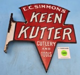E.C. Simmons Keen Kutter double sided porcelain emblem shaped sign 12