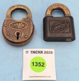 Lot of 2: Simmons cast brass lock; Simmons cast iron w/cast bronze shackle